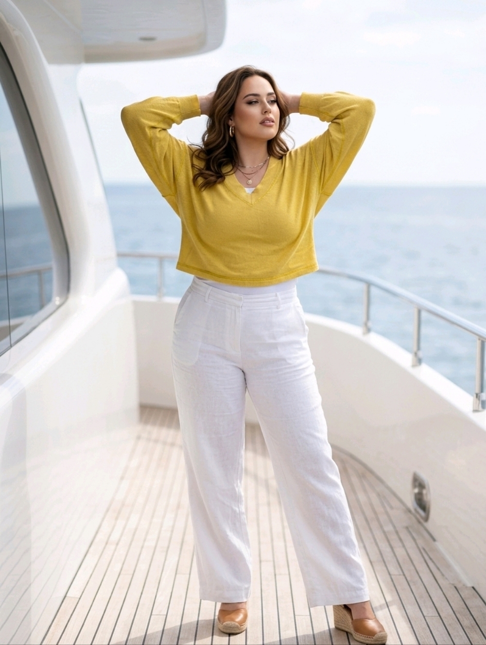 Sunny Yellow Women's V-Neck Jersey Top